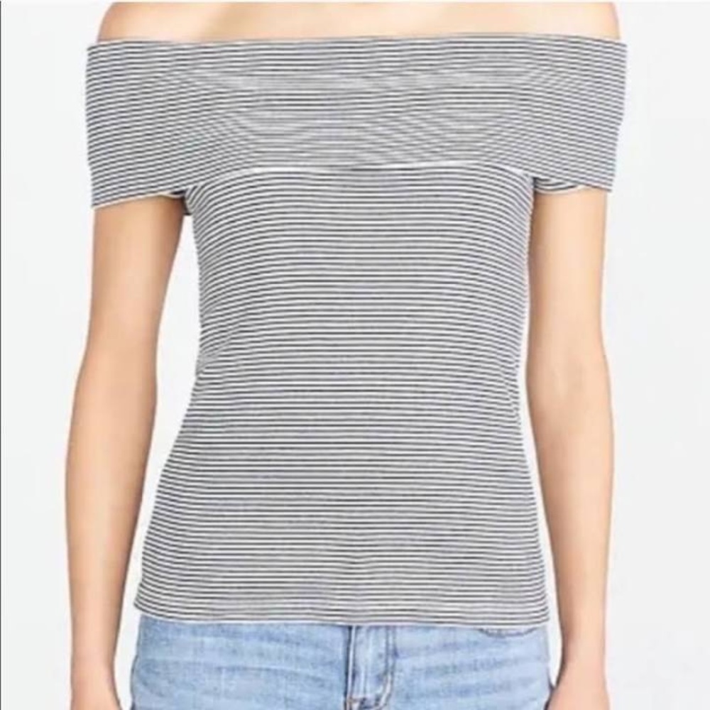 J. Crew Factory Striped Off The Shoulder Top XL- NWT